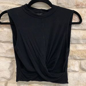Topshop Black twist front tank top, size US 2
